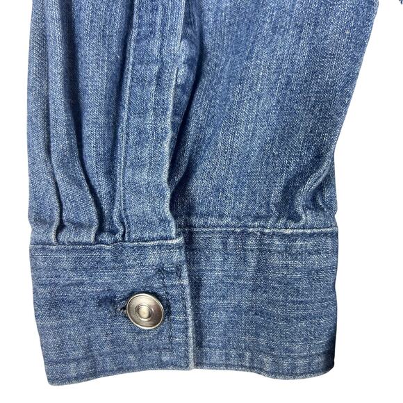 Mossimo Leopard Patch Denim Shirt XL | Boyfriend Fit Chambray Button Down Y2K - Picture 7 of 12